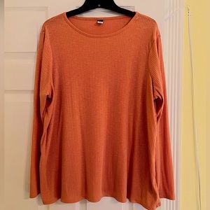 Old Navy Orange/Coral Ribbed Luxe Long Sleeve Tee